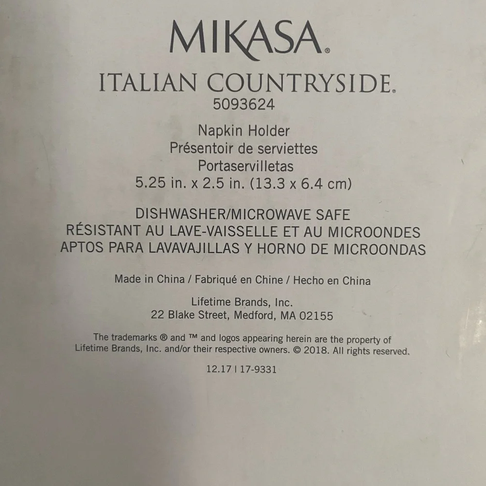 Mikasa Italian Countryside Cocktail Napkin Holder
